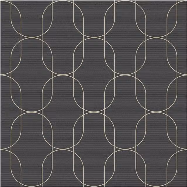 Superfresco Eternity Geometric Metallic Black and Gold Abstract Art Deco Wallpaper, W: 52 cm, H: 1000 cm