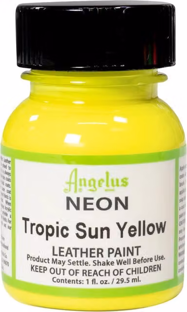 Angelus Acrylic Leather Paint in Tropic Sun Yellow Neon, 1 oz