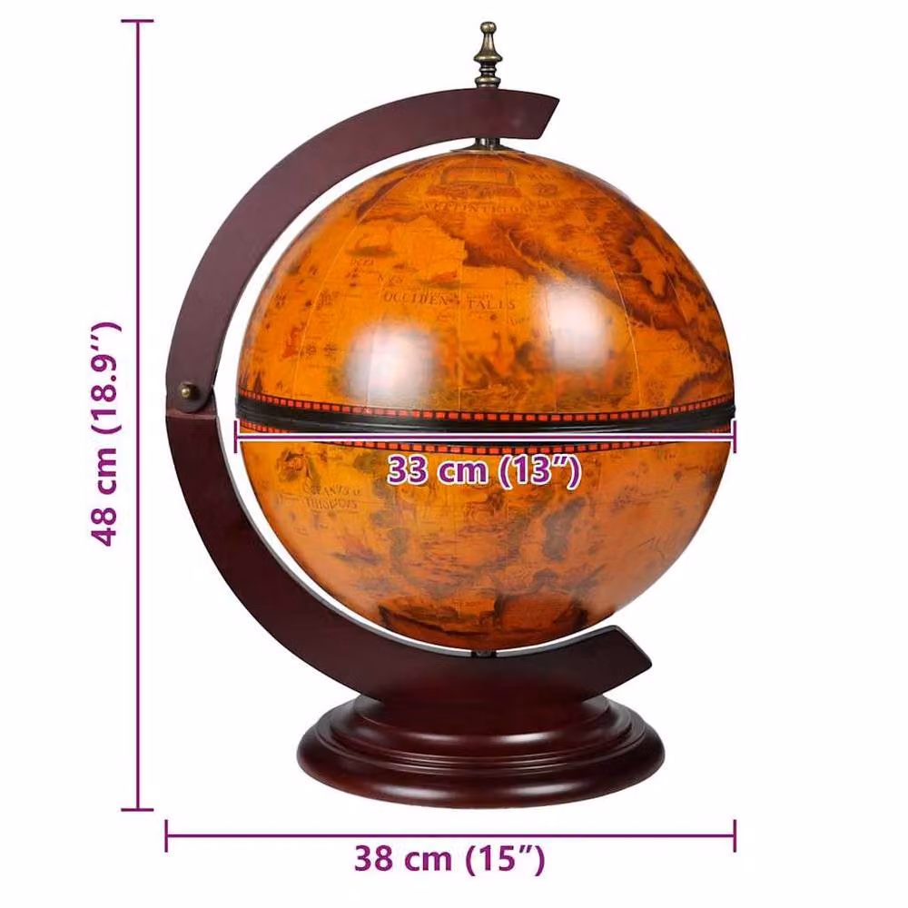 Berkfield Home Tabletop Globe Bar Wine Stand in Brown Wood – 3