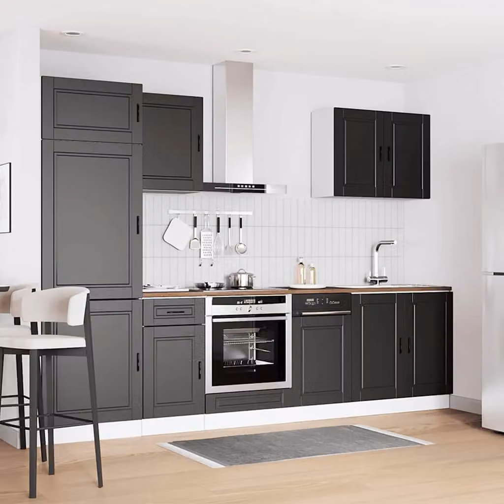 Berkfield Home Kalmar 7 Piece Modern Kitchen Cabinet Set in Black Matt MDF – 2