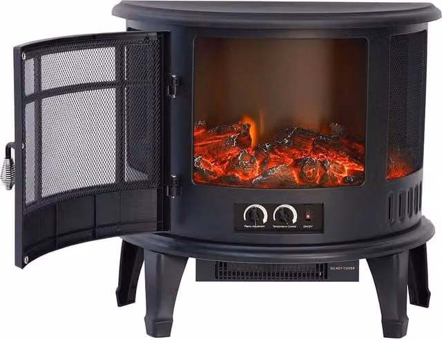 SPETLEK Electric Fire Stove Heater in Black with Glass Finish – 1