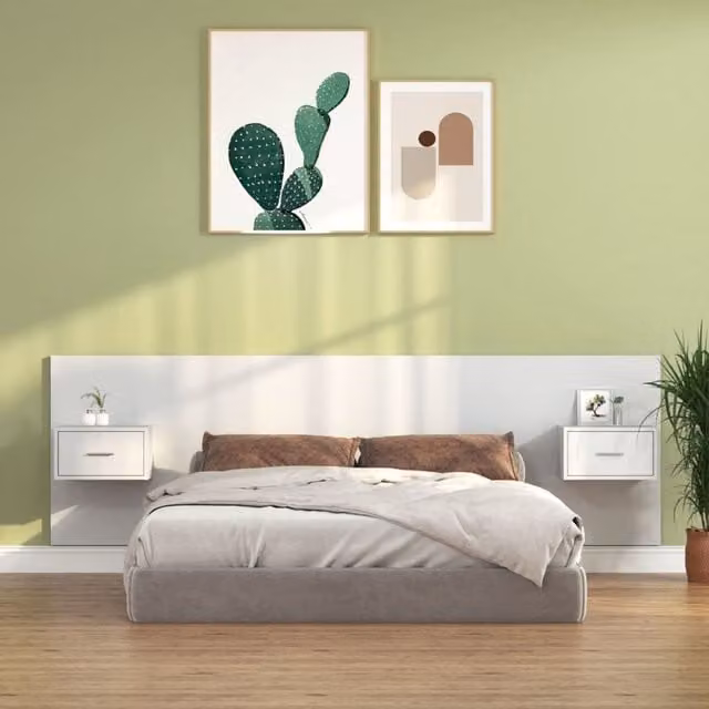 Berkfield Home Bed Headboard with Cabinets in White Engineered Wood – 1