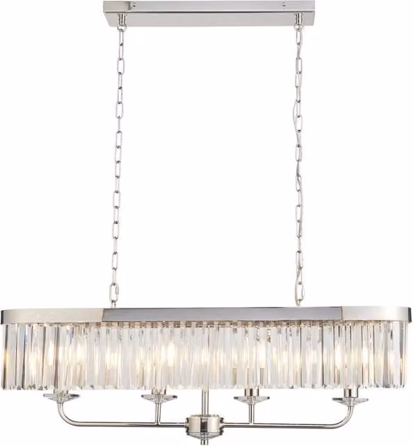 Netlighting Ascoli Bar Pendant Light in Grey with Transparent Cut Glass and 4 x 6W E14 LED Bulbs