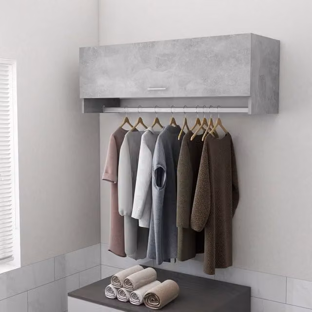 Berkfield Home Modern Wall Mounted Wardrobe in Concrete Grey, W/D/H: 100 x 32.5 x 35 cm – 1