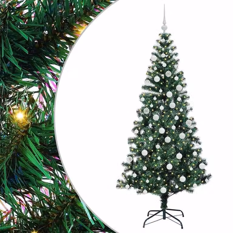 Berkfield Home Artificial Pre-lit Christmas Tree in Green, Height: 180 cm