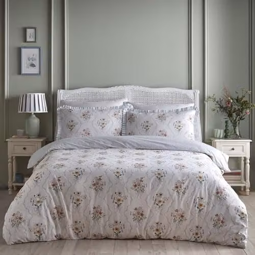 Appletree Floral Blue 100% Cotton Reversible Duvet Cover Set with 2 Pillowcases, W/D/H: 200 x 200 cm