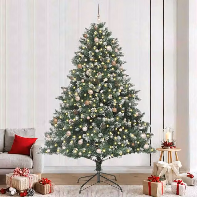 Berkfield Home Artificial Green Christmas Tree with Stand, W/D/H: 160 x 160 x 240 cm