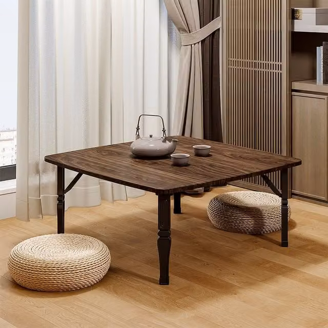 Livingandhome Brown Folding Square Multi-purpose Table, 80 cm