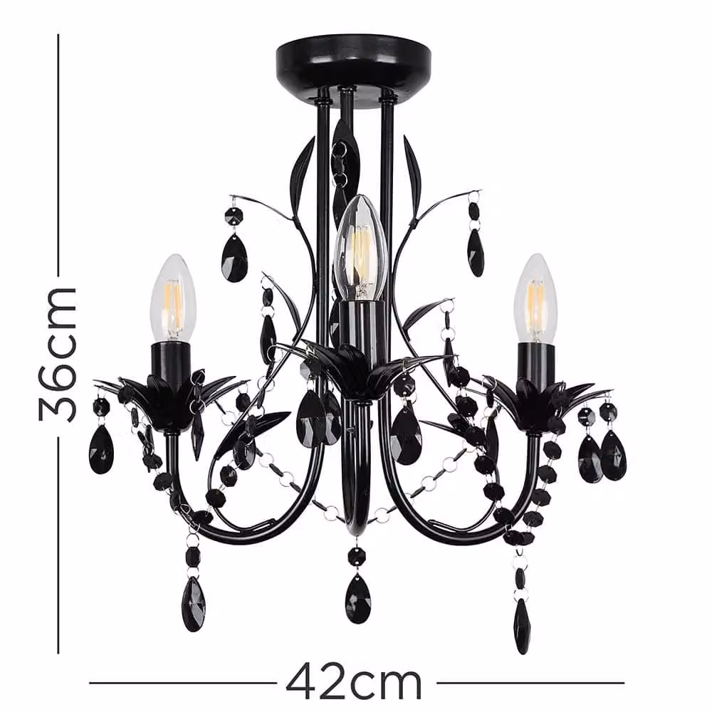 ValueLights Odelia 3 Way Black Ceiling Light Chandelier with Up and Down Lighting – 5