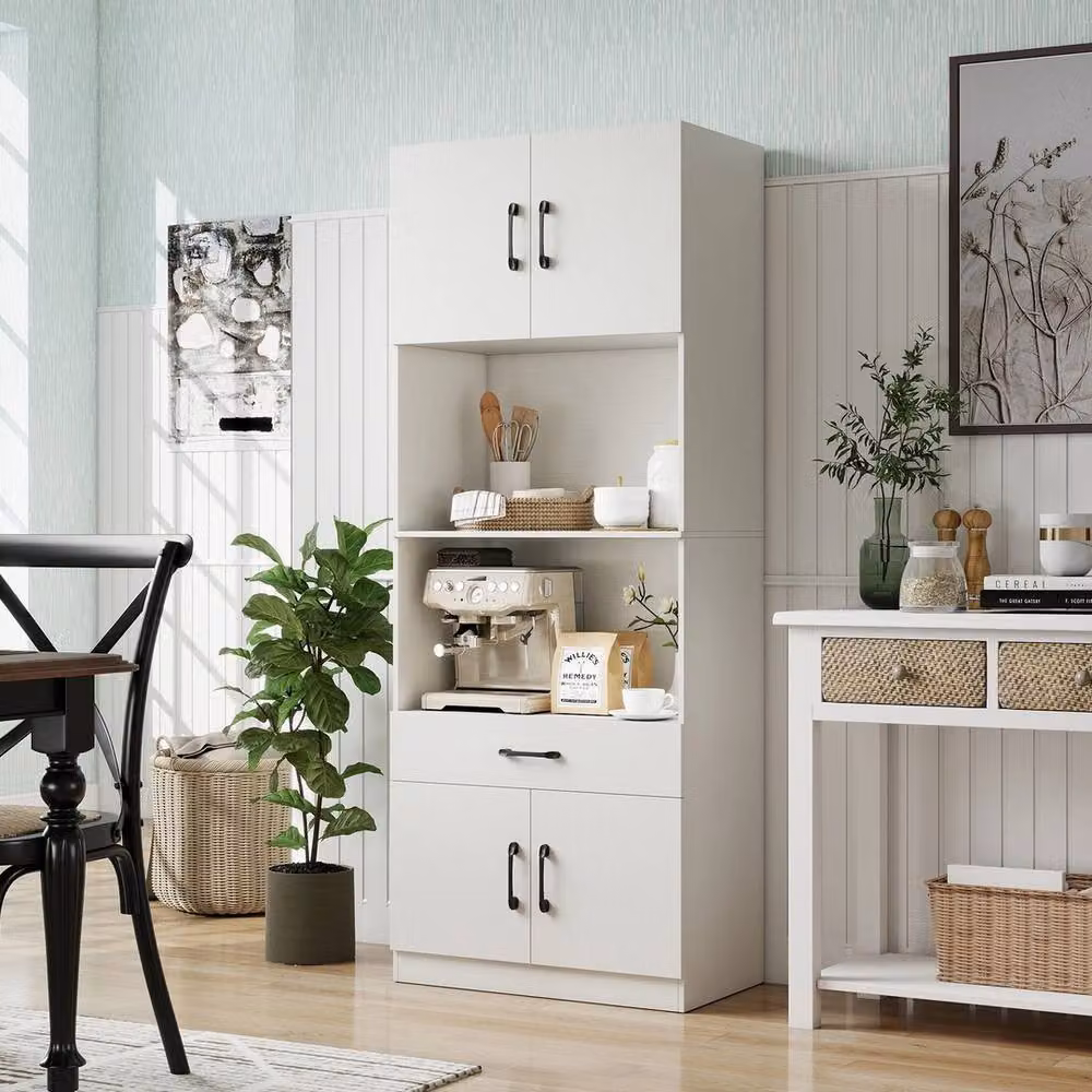 FORGEVIO White Tall Kitchen Cupboard with 4 Hinged Doors and Internal Shelves, Height: 168 cm – 3