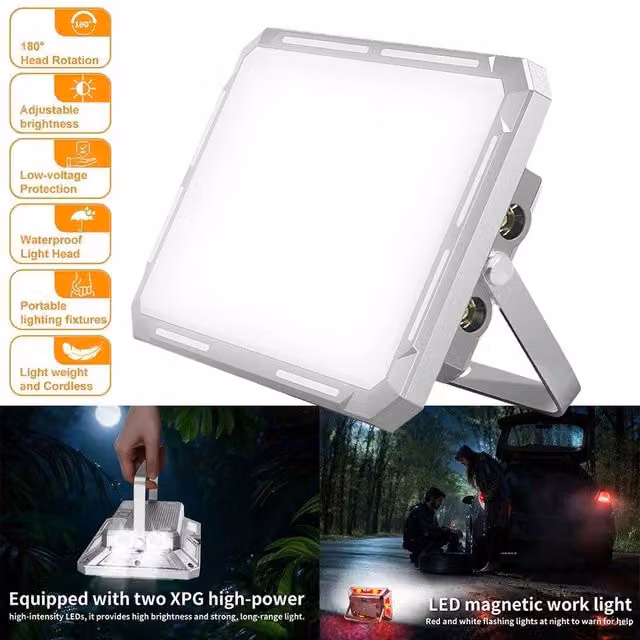 NESTLUNE Rechargeable Dimmable LED Portable Magnetic Work Light in Silver