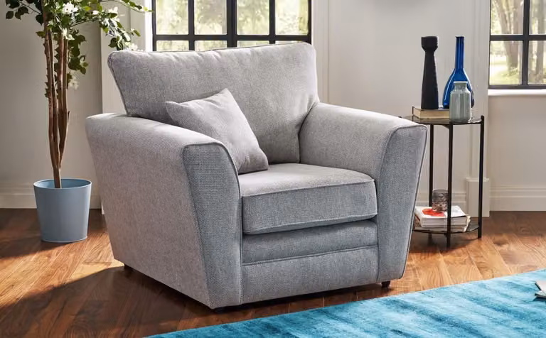 Tunstall Modern Grey Fabric Armchair with Armrests