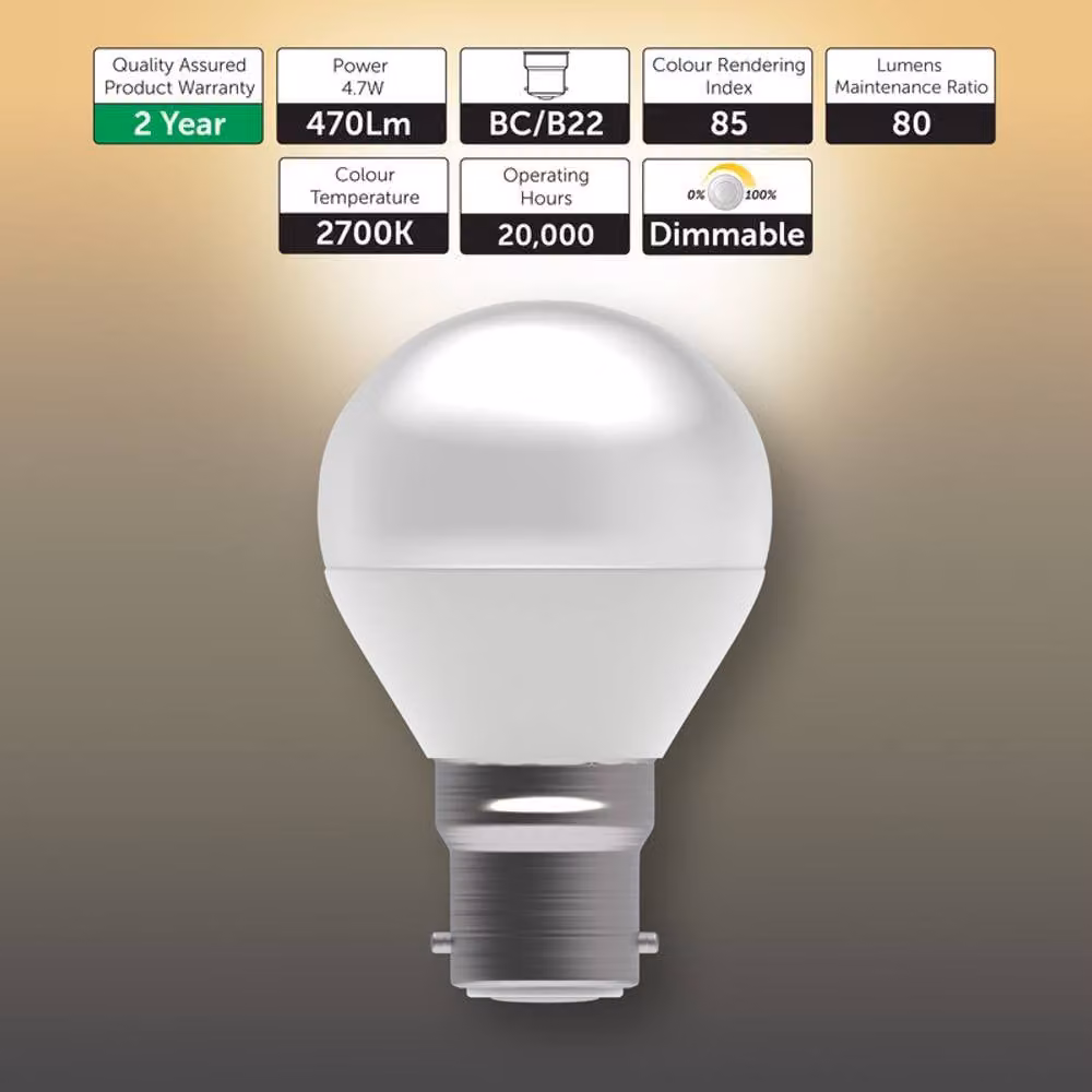 BELL Lighting B22 Dimmable LED Vintage Filament Bulb, Warm White, Pack of 6 – 2