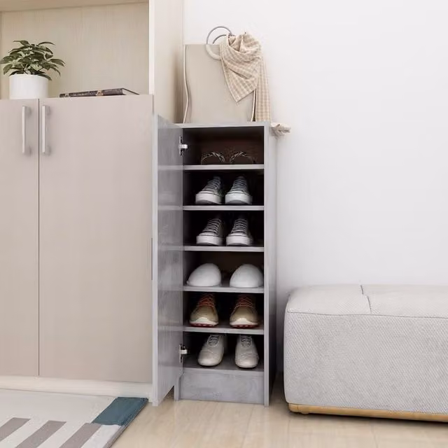 Berkfield Home Modern Shoe Cabinet in Concrete Grey, W/D/H: 32 x 35 x 92 cm – 1