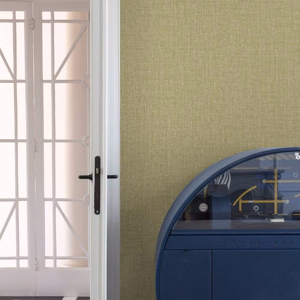 Grandeco Boutique Trente Linen Effect Luxury Embossed Wallpaper in Green – 2