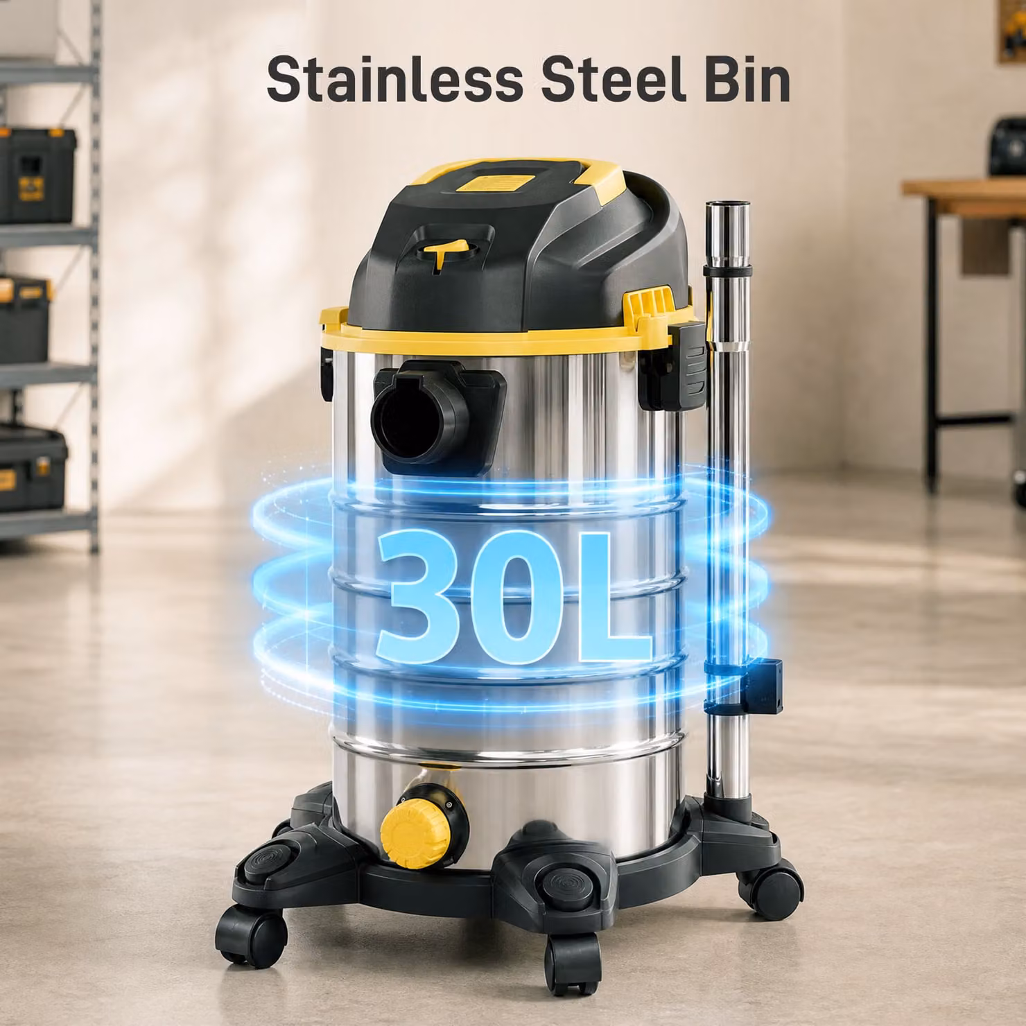 HOMCOM 1400W 3-in-1 Wet and Dry Vacuum Cleaner with Blowing Mode and 30L Stainless Steel Tank, Silver – 5