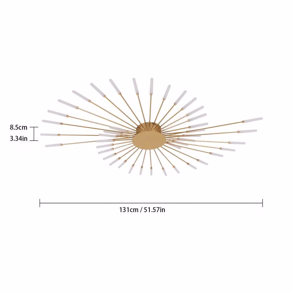 Pheashine Gold Firework LED Ceiling Light, 42W, 4500K Neutral White, Gold/Brass Metal Flush Mount – 2