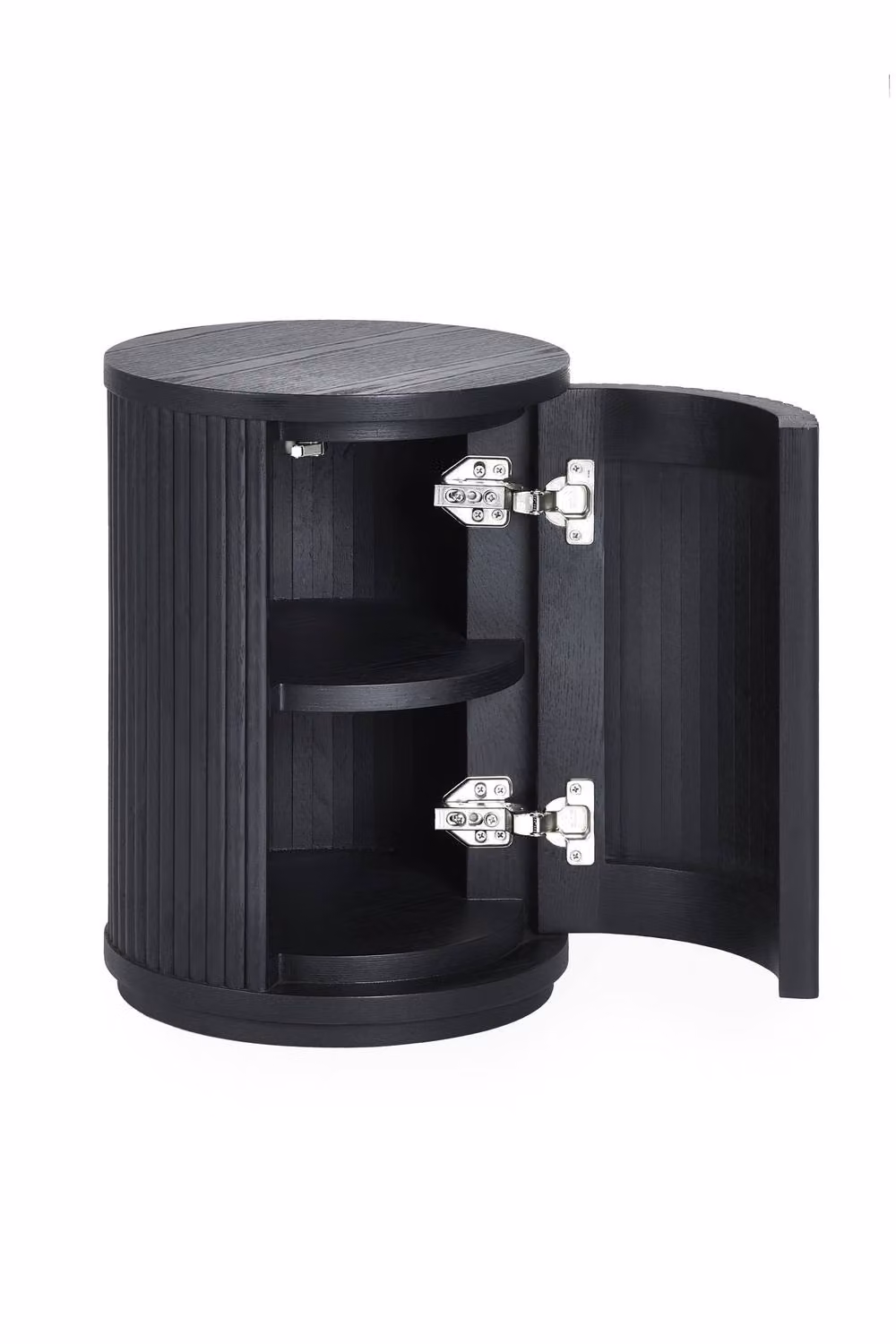Julian Bowen Louis Black Ash Fluted Round Side Table with Door, W/D/H: 33 x 33 x 45.5 cm – 6