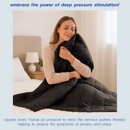 Harbour Housewares Black Weighted Blanket with Glass Bead Filling and Storage Box, W: 125 cm, D: 150 cm, 4kg – 2