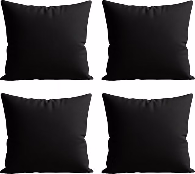 Snug City Waterproof Outdoor Square Garden Cushion Covers, Set of 4, Black, W/D/H: 45 x 45 x 45 cm