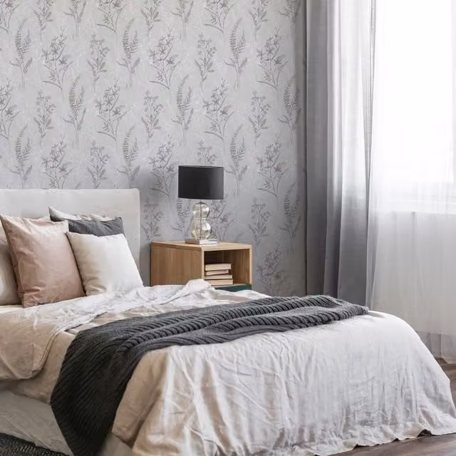 Fresco Jasmin Botanical Floral Wallpaper in Purple