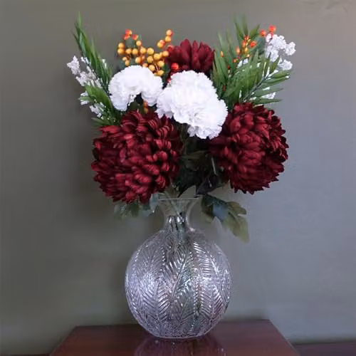 Botanik Premium Luxury Round Glass Vase in Transparent Fern, Height: 26 cm – 2