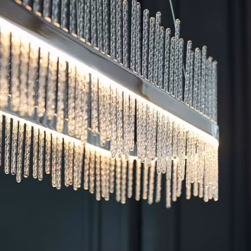 Netlighting Trapani Bar Pendant Ceiling Light in Chrome and Grey Glass with Dimmable Warm White LED, H35-165 cm – 5