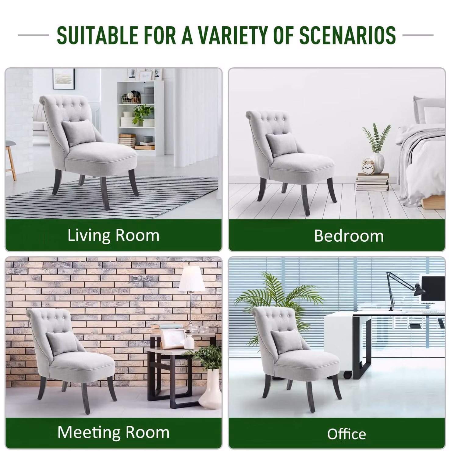 HOMCOM Grey Fabric Tub Chair with Armrests and Metal Frame for Living or Dining Rooms – 8