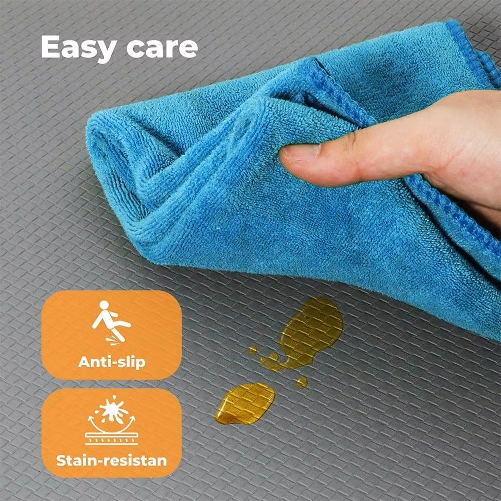 VOGREX 2-Piece Grey Non-Slip and Stain-Resistant Woven Kitchen Floor Mats, Diameter: 150 cm – 4