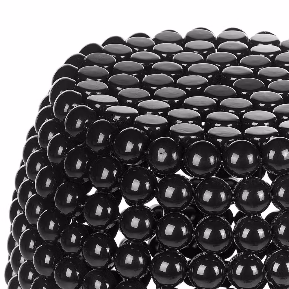 Wyld and Coco Beaded Drum Side Table in Black Metal, Diameter: 62 cm, Height: 62 cm – 3