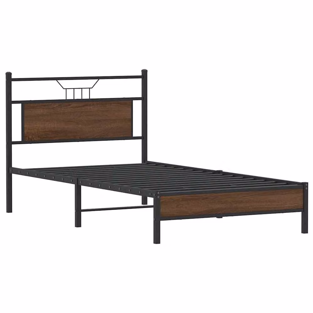 Berkfield Home Bed Frame in Brown Oak, Engineered Wood, W: 107 cm, L: 203 cm – 2