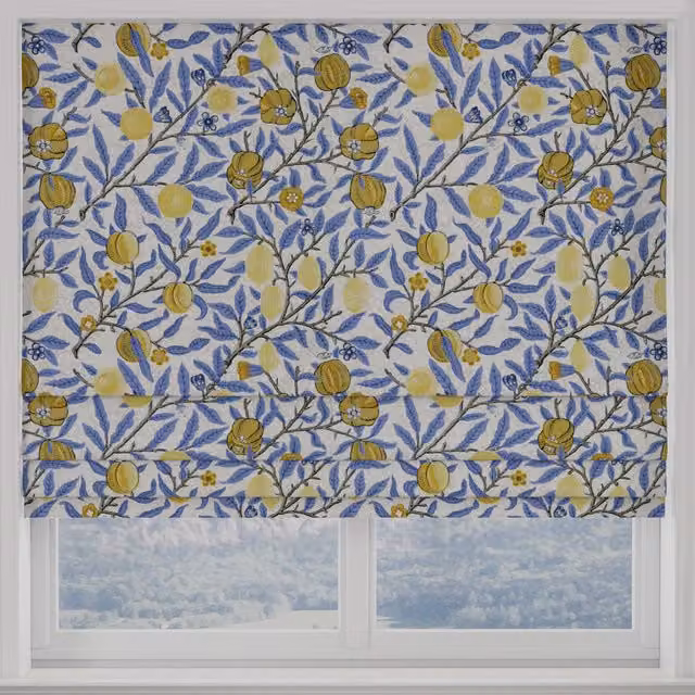 Terrys Heritage Fruits and Foliage Made to Measure Blackout Roman Blind in Wedgewood Blue