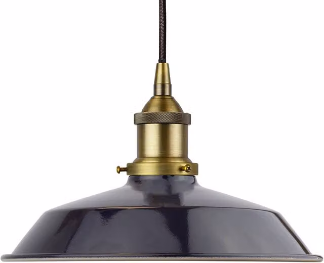 SE Home Trinity Small Metal Pendant Light in Blue and Matt Antique Brass