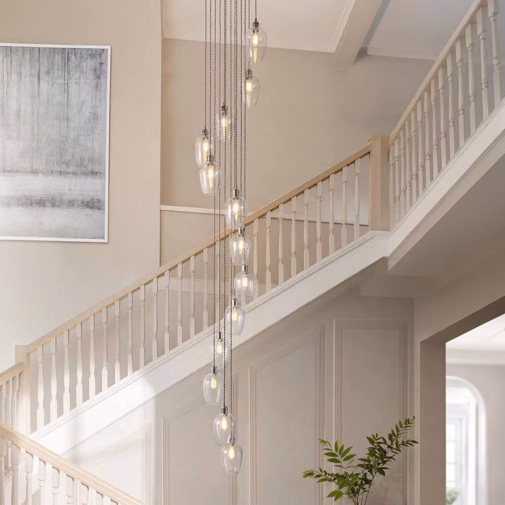 Netlighting Livorno Cluster Pendant Light in Grey with Transparent Glass and 13 x 10W LED E27 Bulbs – 2