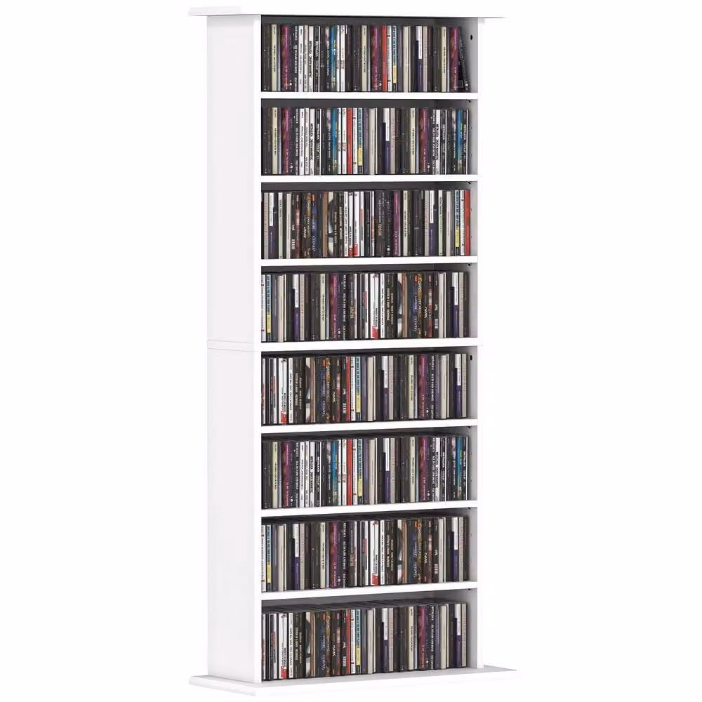 ERGOVEXA 360 White Wall Mounted CD Storage Unit with Adjustable Shelves and Media Compartments – 3