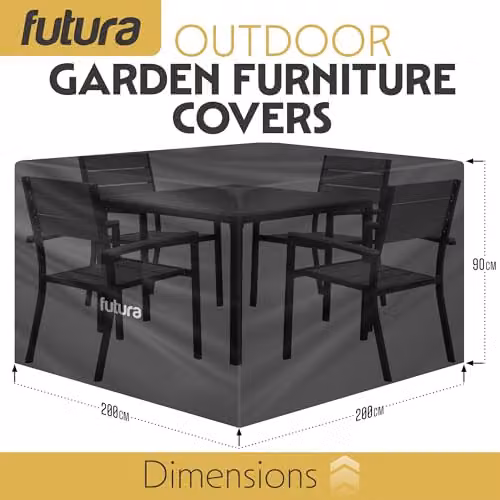 Futura Waterproof Square Garden Furniture Cover in Black, 420D Oxford Fabric, W/D/H: 200 x 200 x 90 cm – 5