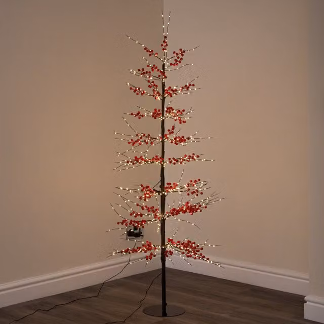 Samuel Alexander 1.5m Light up Red Berry Christmas Tree with 635 Warm White LEDs – 1