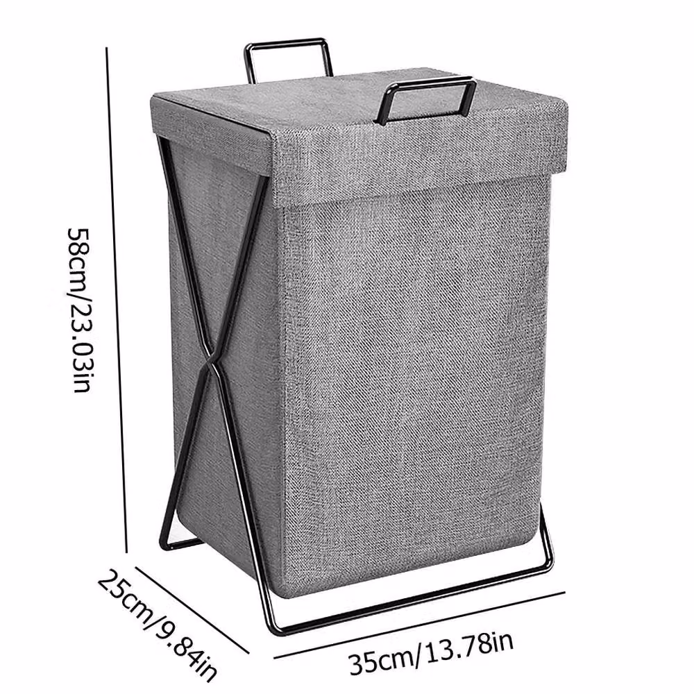 FORGEVIO Collapsible Fabric Laundry Basket with Lid, Grey – 2