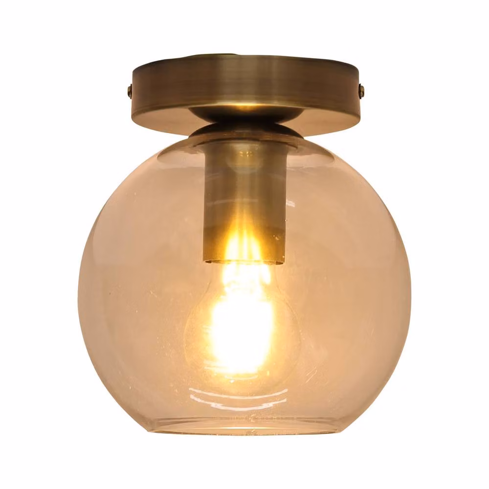 First Choice Lighting Barnum Set of 2 Glass Globe Ceiling Light Fittings in Gold and Transparent – 2