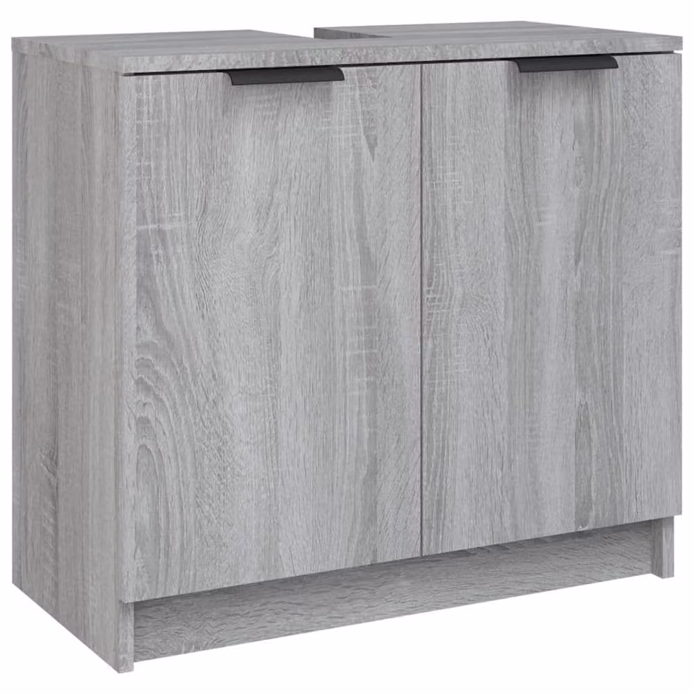 Berkfield Home 3 Piece Grey Sonoma Modern Wall Mounted Bathroom Cabinet Set with Hinged Doors and Internal Shelves – 2