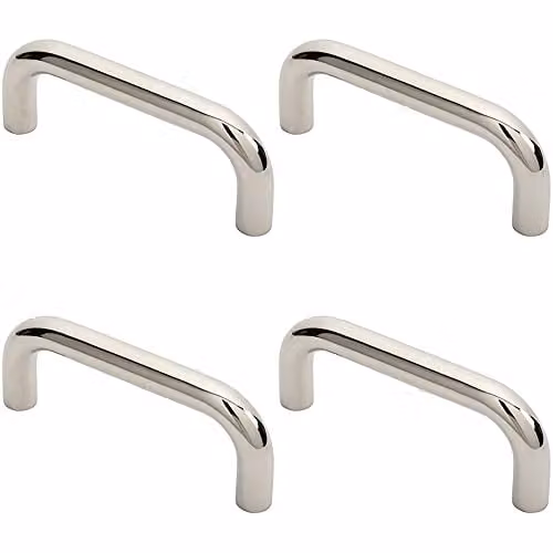 Loops 4 Pack Round D Bar Pull Handles in Polished Bright Stainless Steel, W: 169 mm, D: 19 mm, Fixing Centres: 150 mm