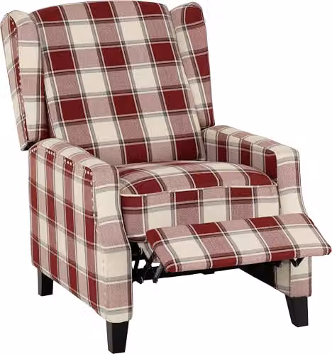 Seconique Kensington Red Checked Fabric Recliner Chair, W/D/H: 70 x 93 x 103 cm – 2