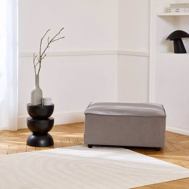 sweeek Square Pouffe in Water-Repellent Fabric, Light Grey