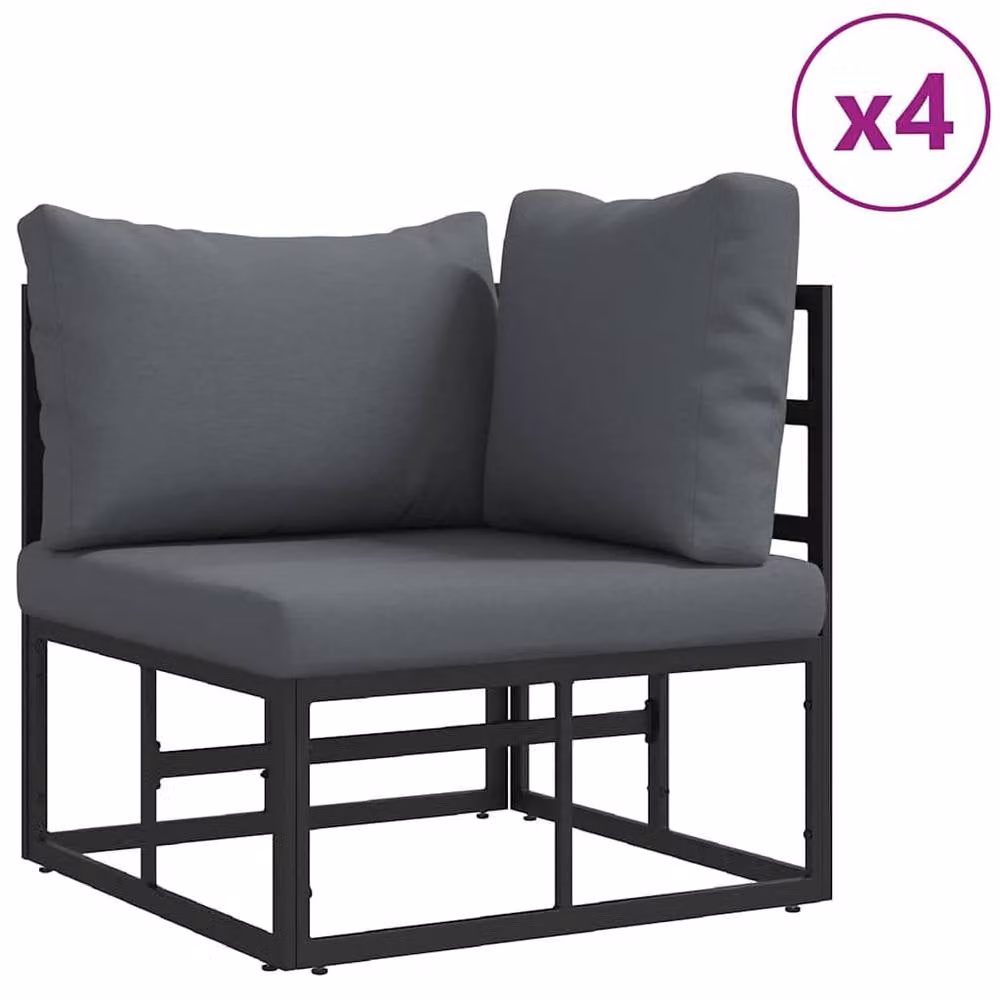 Berkfield Home 11 Piece Garden Sofa Set in Black with Powder Coated Aluminium Frame, W/D/H: 70 x 70 x 32 cm – 3