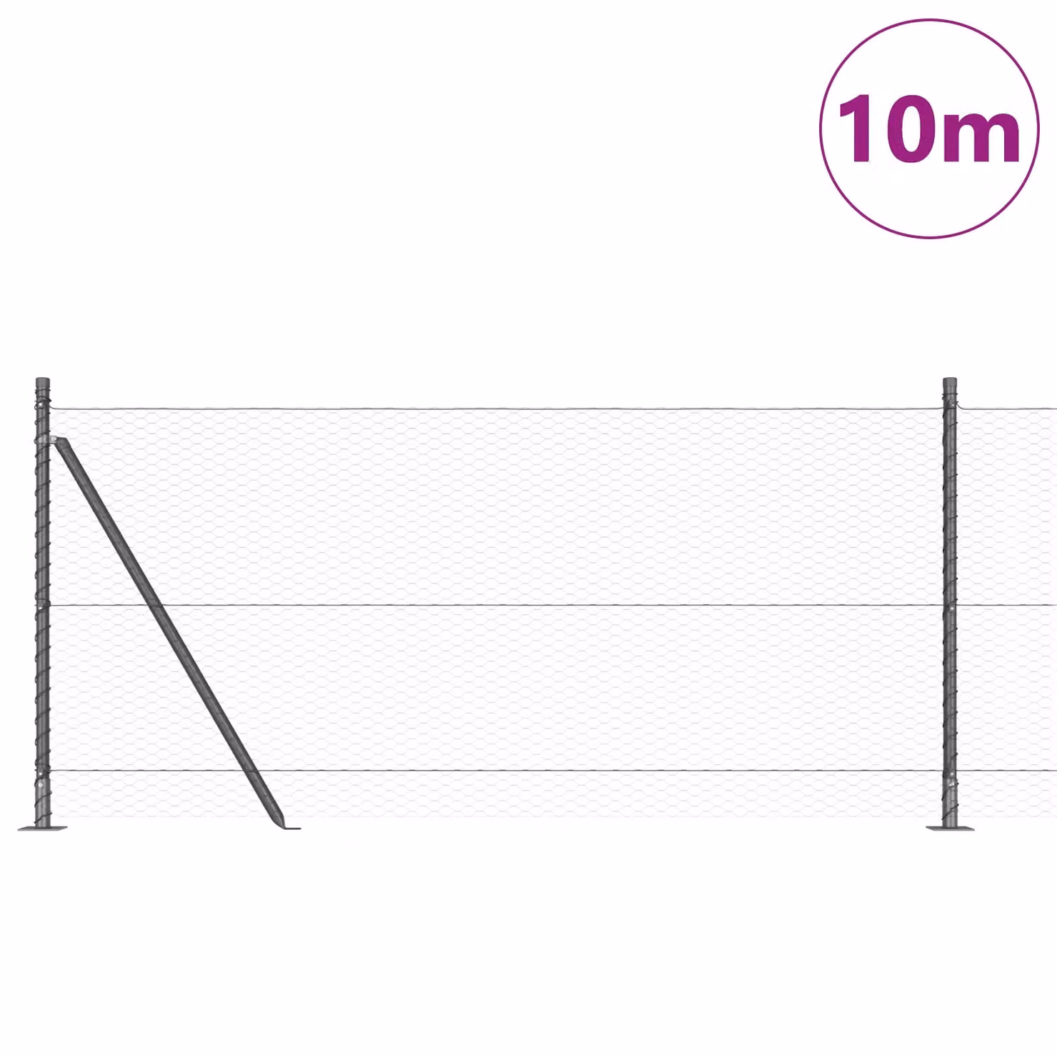 Berkfield Home Grey PVC-Coated Steel Hexagon In-Ground Fence, 0.8 x 10 m – 2