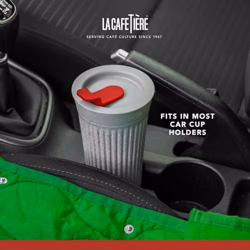 La Cafetière The Beanie Reusable Insulated Travel Coffee Cup, Grey and Transparent, 45 ml – 3