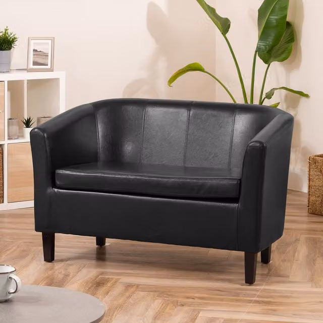 Artemis Home Meriden 2 Seat Tub Sofa in Black Synthetic Leather