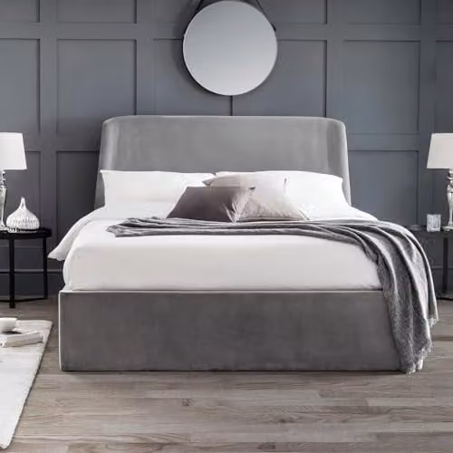 Julian Bowen Frida Upholstered Velvet Ottoman Storage Bed in Grey