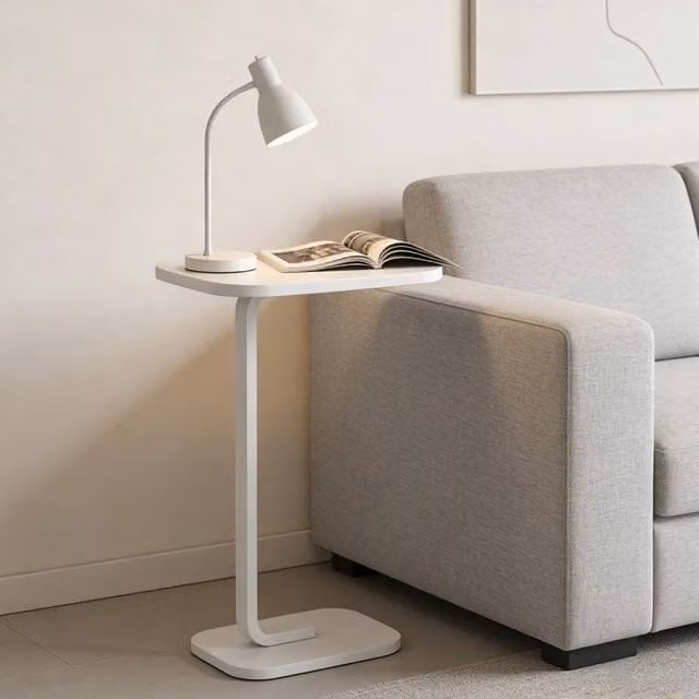 EONLION White C-Shaped Sofa Side End Table W/D/H: 100 x 60 x 100 cm – 1