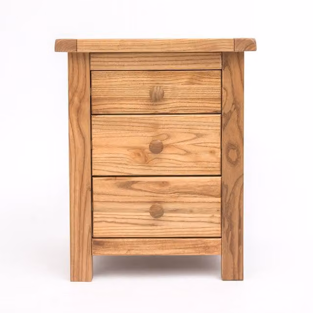 Cabinet Bits Trivento 3 Drawer Bedside Table in Natural Wood